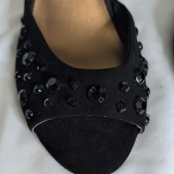 Seychelles size 8 Black Rhinestone Open Toe Heels with Ankle Strap - Picture 6 of 14